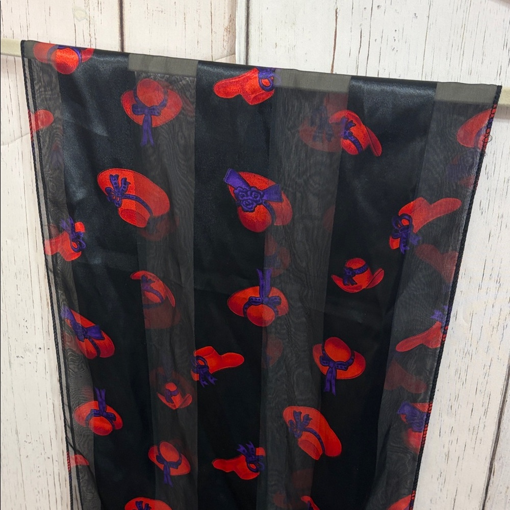 Red Hat Society Chic Black and Red Hats Patterned Scarf